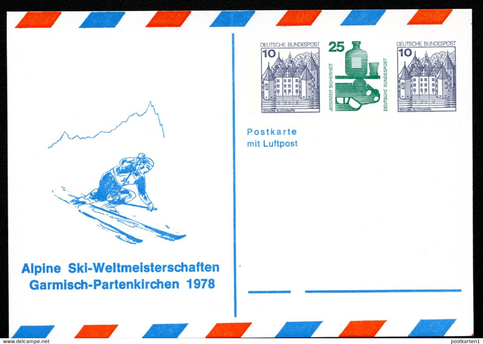 Bund PP112 ALPINE SKI-WM Garmisch-Partenkirchen 1978 NGK 5,00 € - Cartes Postales Privées - Neuves