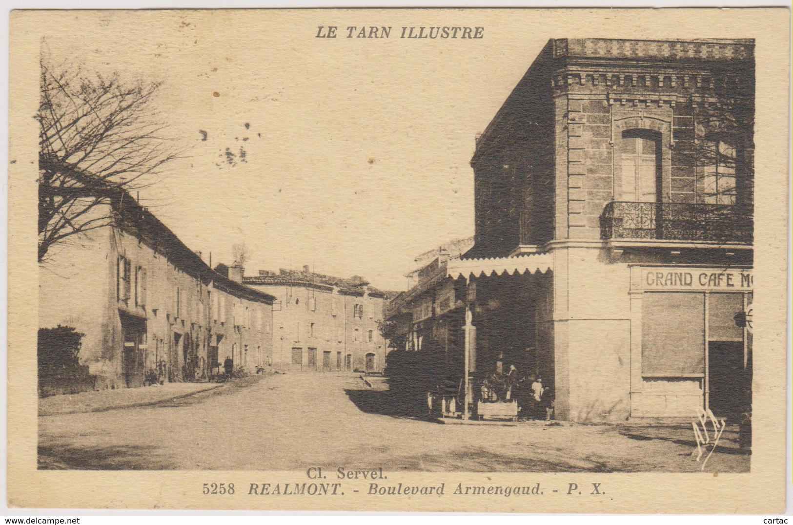 D81 - REALMONT - BOULEVARD ARMENGAUD - Grand Café - Carte Sépia - LE TARN ILLUSTRÉ - Realmont