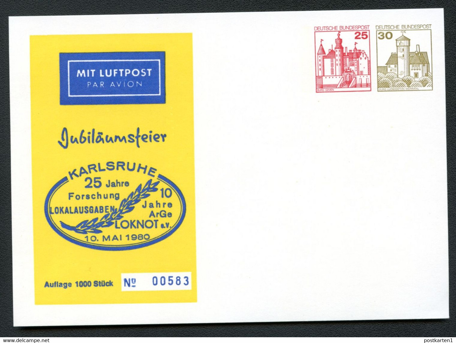 Bund PP128 D2/002 FORSCHUNG LOKALAUSGABEN Karlsruhe 1980 NGK 5,00 € - Cartes Postales Privées - Neuves