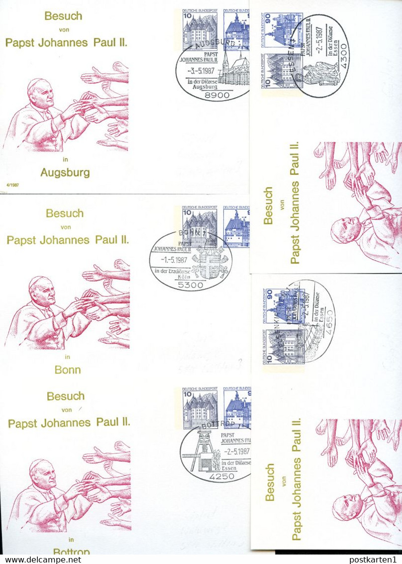 Bund PP136 C2/001 10 Postkarten BESUCH PAPST JOHANNES PAUL II. 1987 NGK 59,00 € - Privatpostkarten - Gebraucht