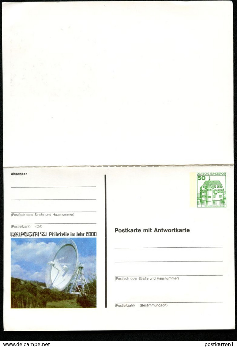 Bund PP142 C1/001 ERDFUNKSTELLE + SATELLIT Stuttgart 1981 NGK 5,00 € - Privatpostkarten - Ungebraucht