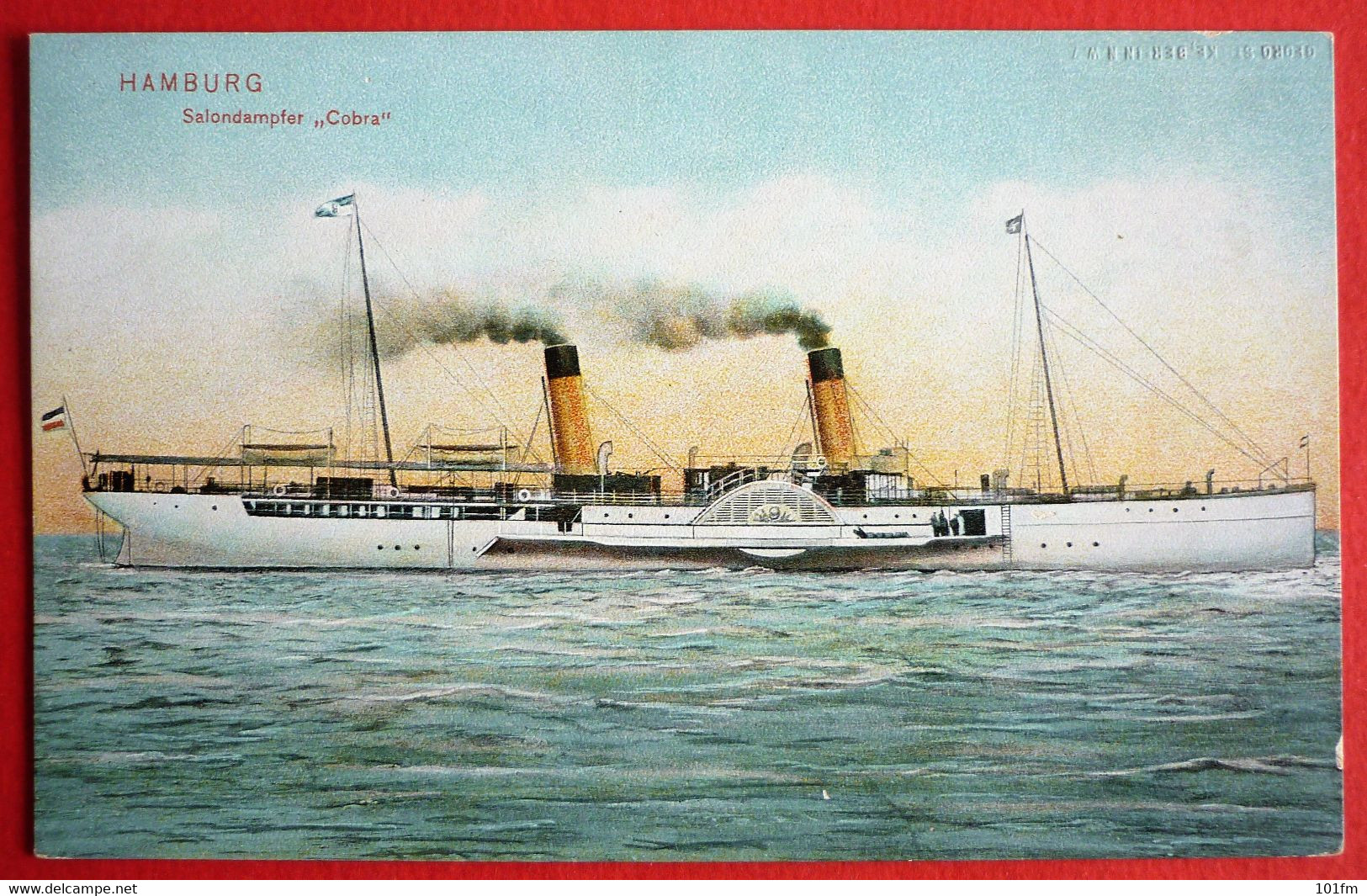 SALONDAMPFER "COBRA" - HAMBURG , SHIP STAMP ON BACK 18.JUL.1907 - Dampfer