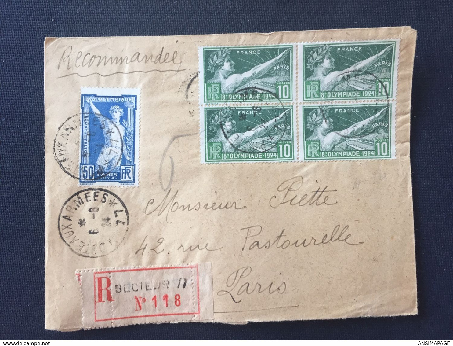 Enveloppe Envoi Recommandé -Poste Aux Armées-1924 - - 1921-1960: Moderne