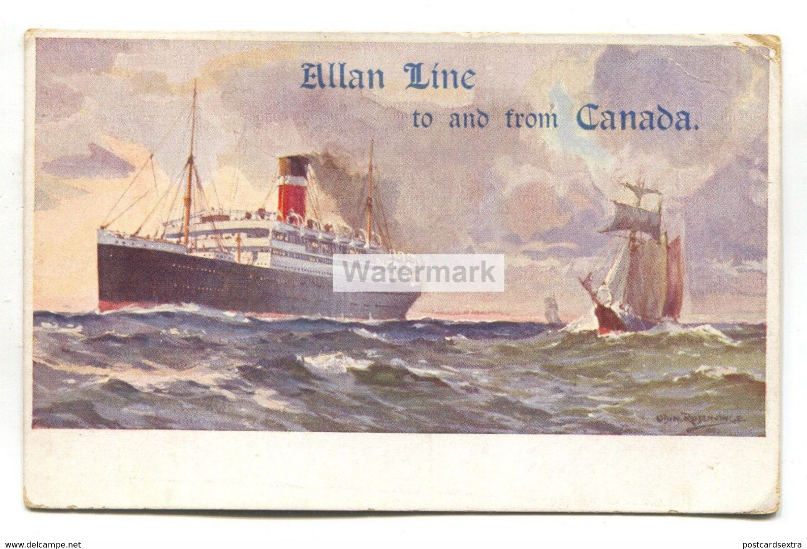 Allan Line - To And From Canada - Passenger Liner - 1912 Advertising Postcard, Paquebot Posted At Sea Postmark - Dampfer