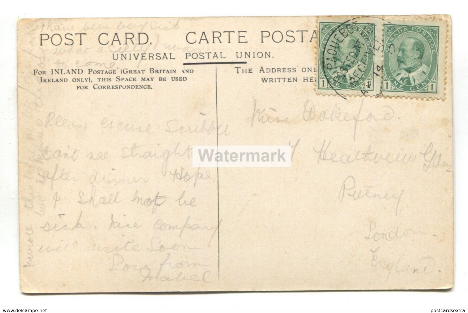 Allan Line - To And From Canada - Passenger Liner - 1912 Advertising Postcard, Paquebot Posted At Sea Postmark - Dampfer