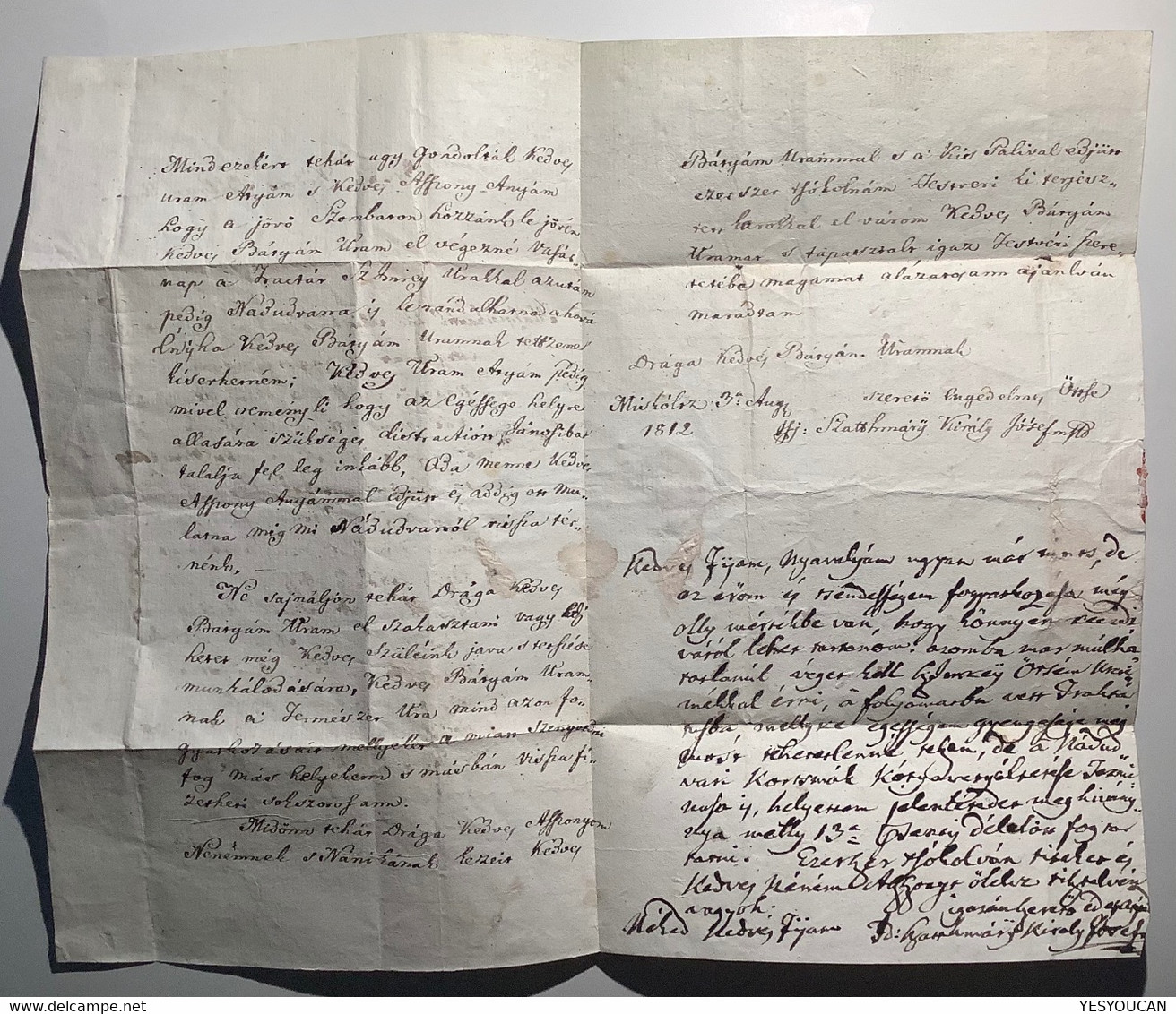 MISKOLCZ 1812 “JOSEPH KIRALY SZATTHMAR” Autograph Letter (Hungary Pre-Stamp Cover Österreich Ungarn Vorphilatelie Brief - ...-1867 Voorfilatelie