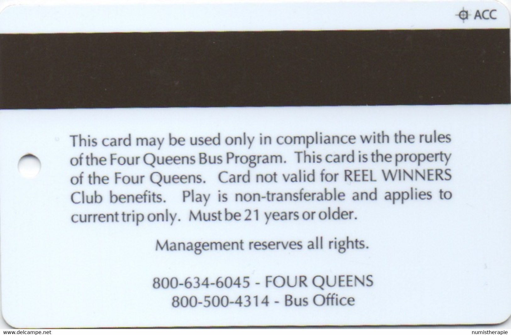Four Queens Casino Hotel Las Vegas : Bus Program - Casino Cards