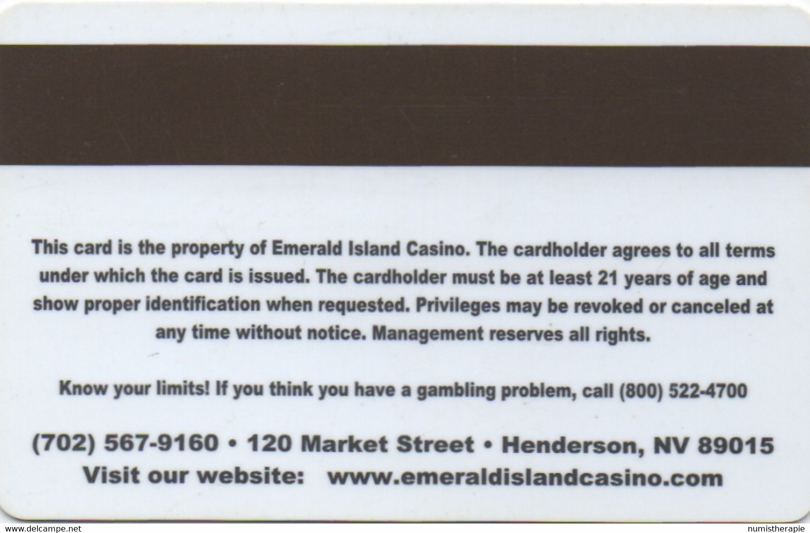 Emerald Island Casino Henderson Nevada : 10 Years 2003-2013 : Sapphire Card - Casinokarten