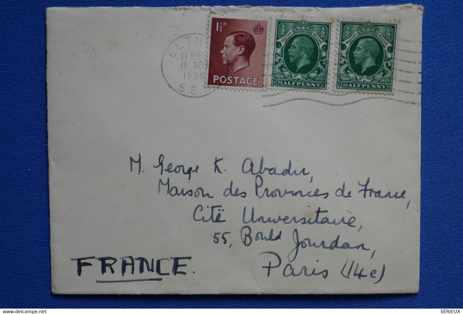 R11 GRANDE BRETAGNE BELLE LETTRE 1936 ELTH.. POUR PARIS FRANCE + AFFRANCH PLAISANT - Brieven En Documenten