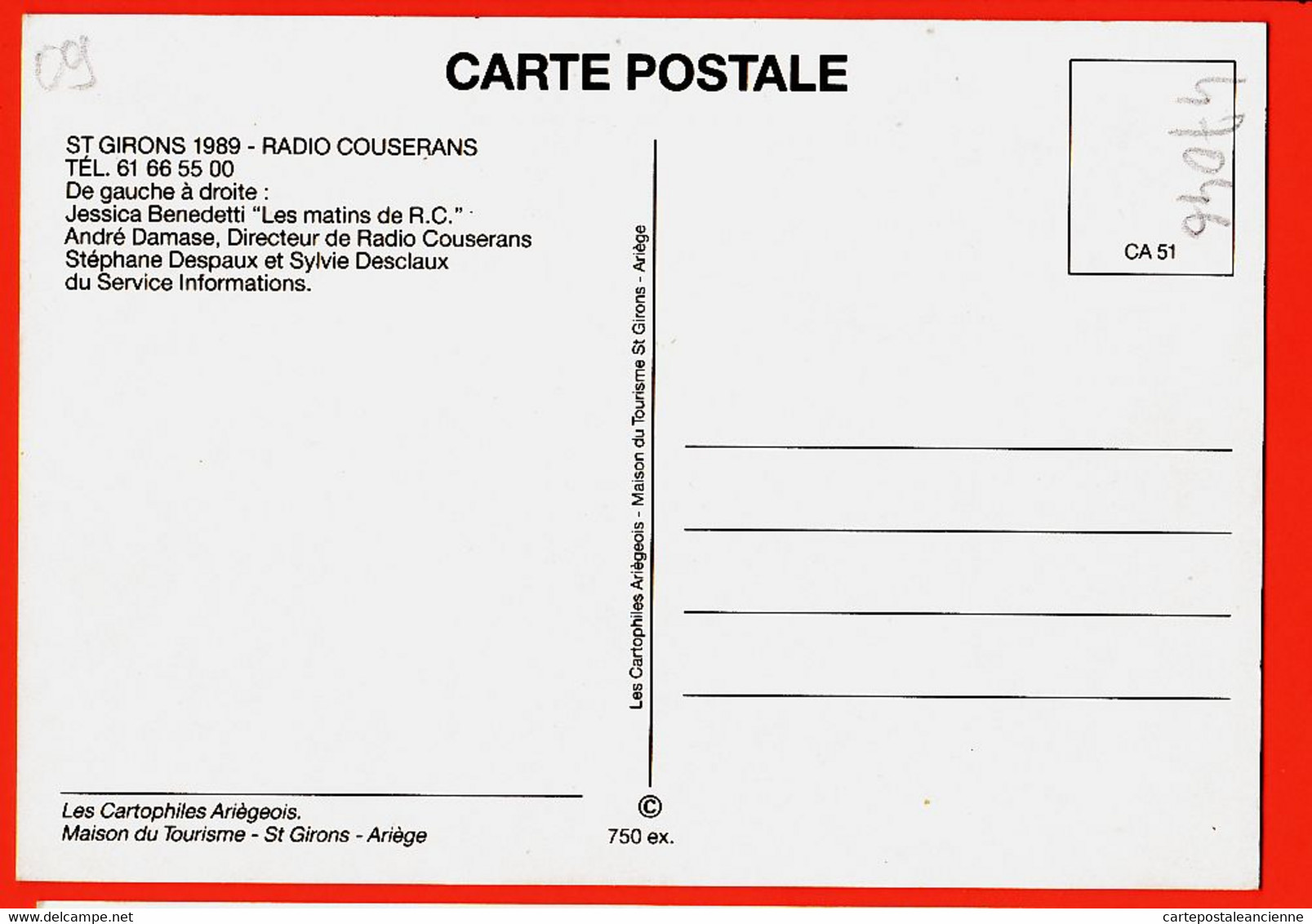 X09118 ♥️ Rare SAINT-GIRONS Ariège RADIO COUSERANS 1989 Jessica BENEDETTI André DAMASE Stéphane DESPAUX Sylvie DESCLAUX - Saint Girons