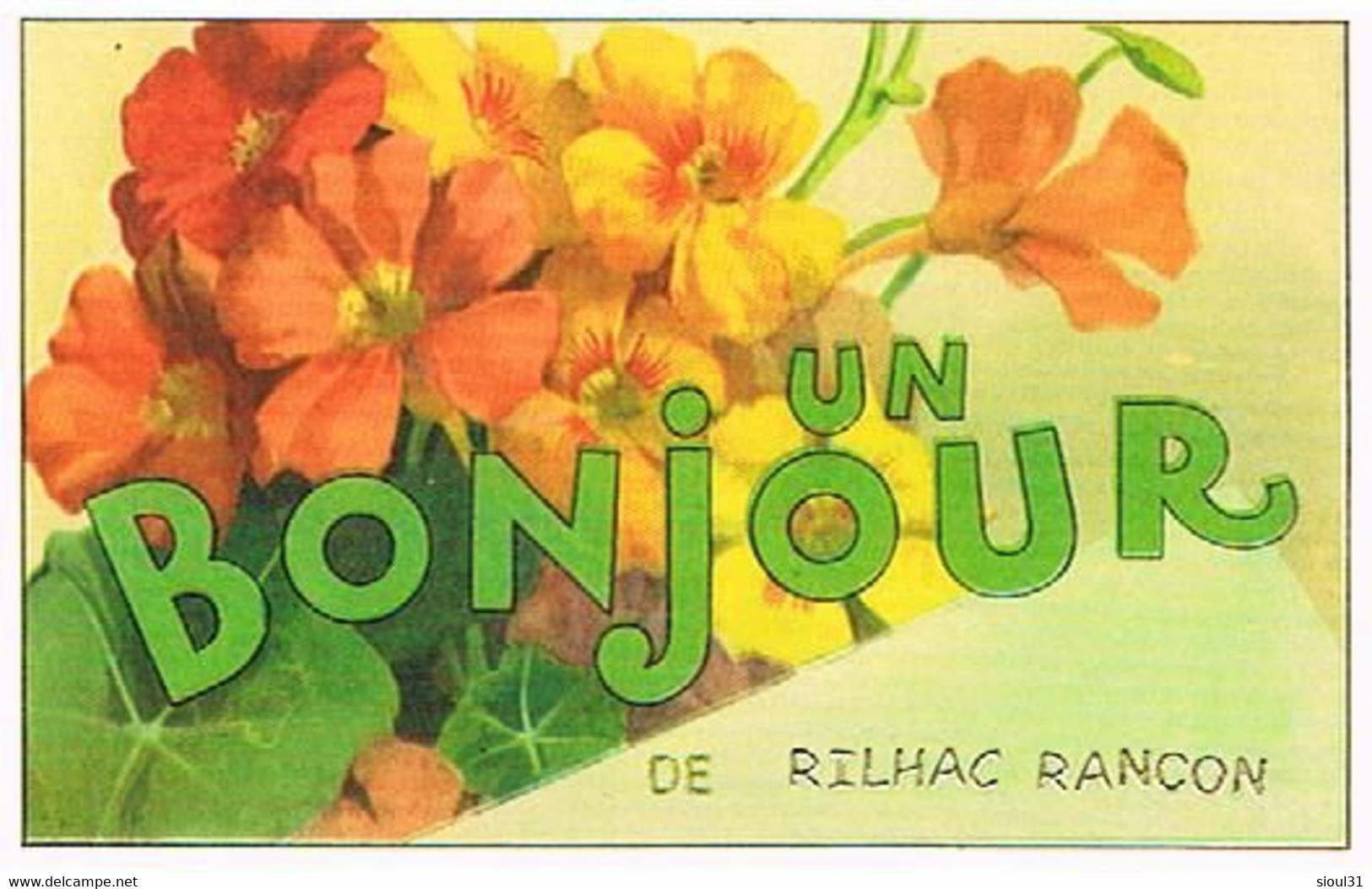 87 UN BONJOUR  DE RILHAC  RANCON   CPM  TBE  VR951 - Rilhac Rancon