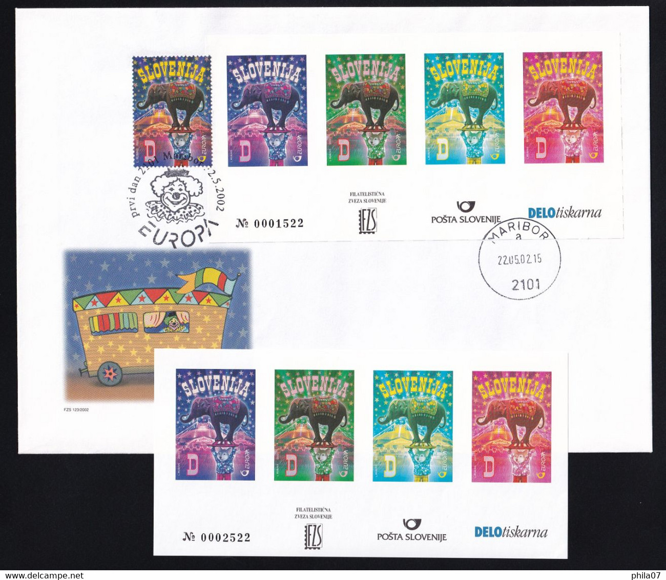 Slovenia 2002 - Mi.No. 403, FDC And Essey, 'Europe: Circus' - Slovénie