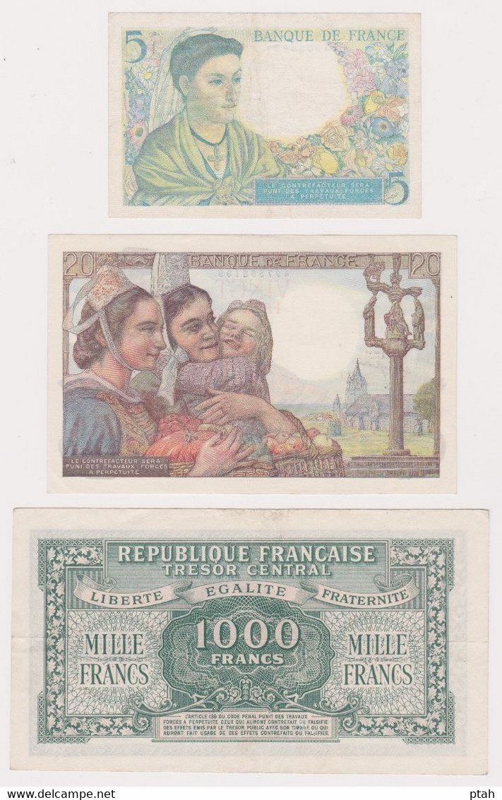 FRANCE, Lot Of 9 Banknotes 1943-1998 - Other & Unclassified