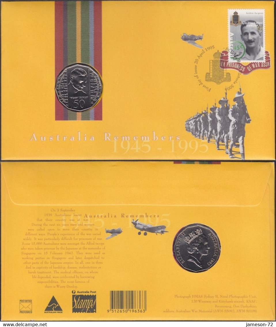 AUSTRALIA - 50 Cents 1995 "Weary Dunlop" KM# 294 First Day Cover - Edelweiss Coins - 50 Cents