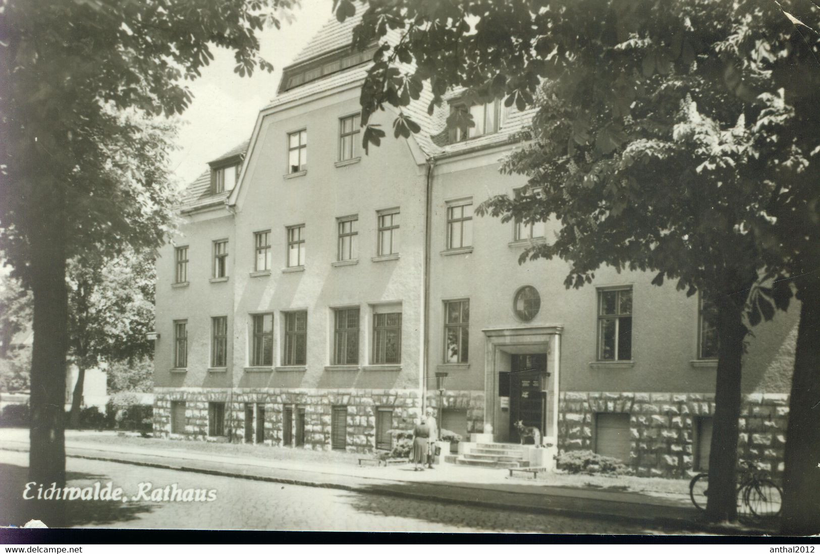 Rarität Personen Fahrrad Vor Dem Eingang Rathaus Eichwalde Sw 15.2.1958 Verlag H. Sander - Eichwalde