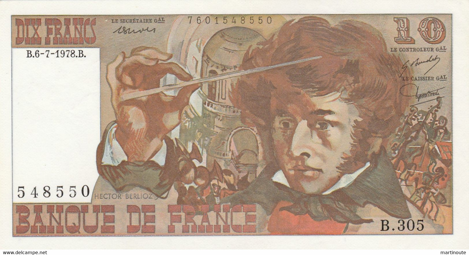 - BILLET BERLIOZ De 10 Francs 6-7- 1978 état Neuf . - 10 F 1972-1978 ''Berlioz''