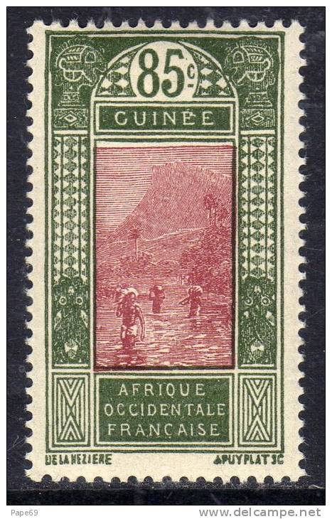 Guinée Française N° 97 XX Gué à Kitim : 85 C. Vert-gris Et Grenat  Sans Charnière, TB - Autres & Non Classés