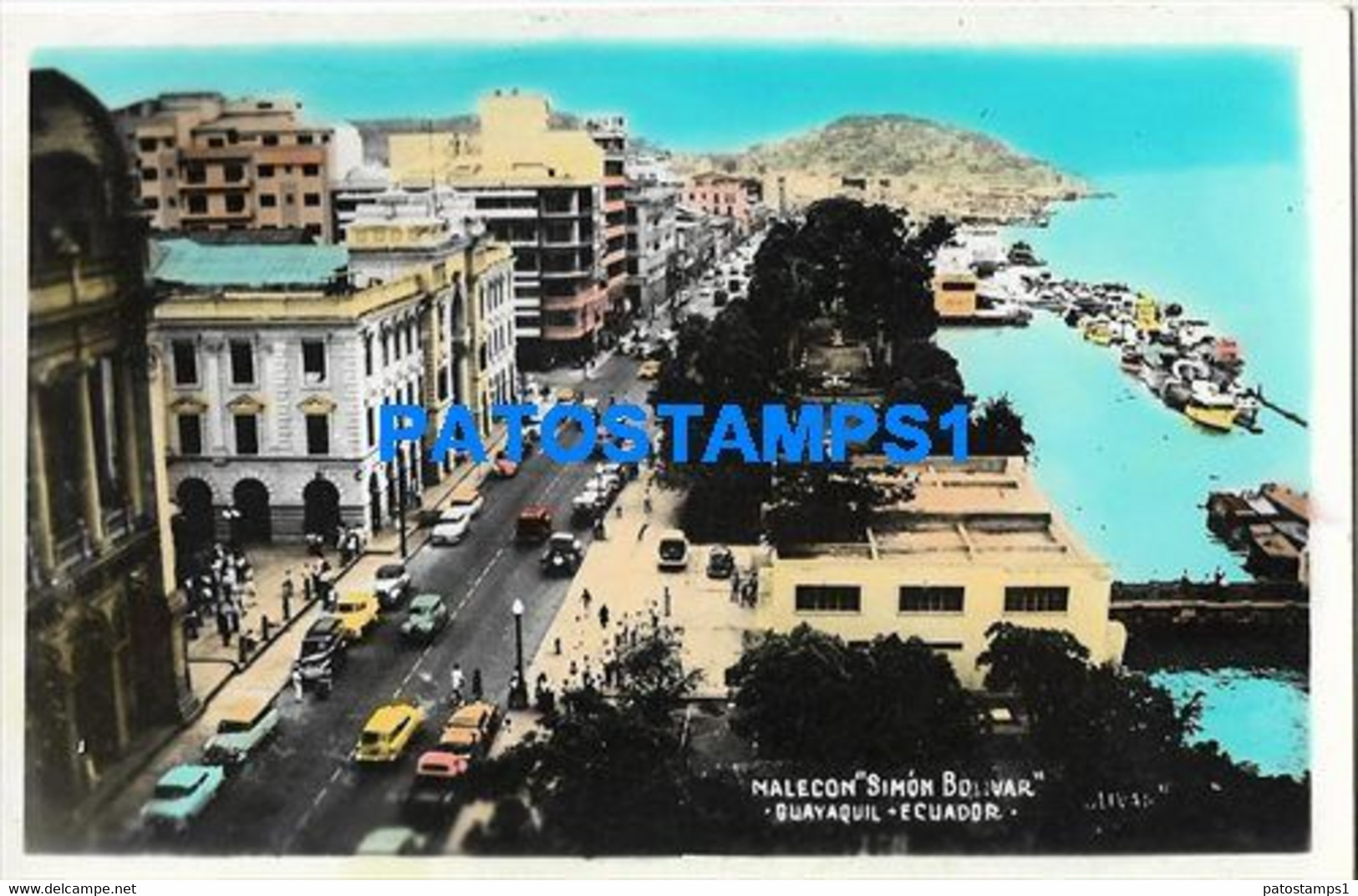 159010 EQUATOR GUAYAQUIL MALECON SIMON BOLIVAR & AUTOMOBILE POSTAL POSTCARD - Equateur