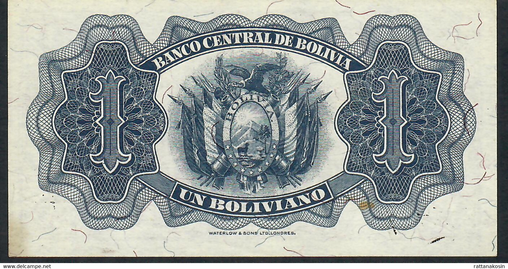 BOLIVIA P128k 1 BOLIVIANO 20.7.1928 EMISION 1951  #L4 Signature 23    AU - Bolivie