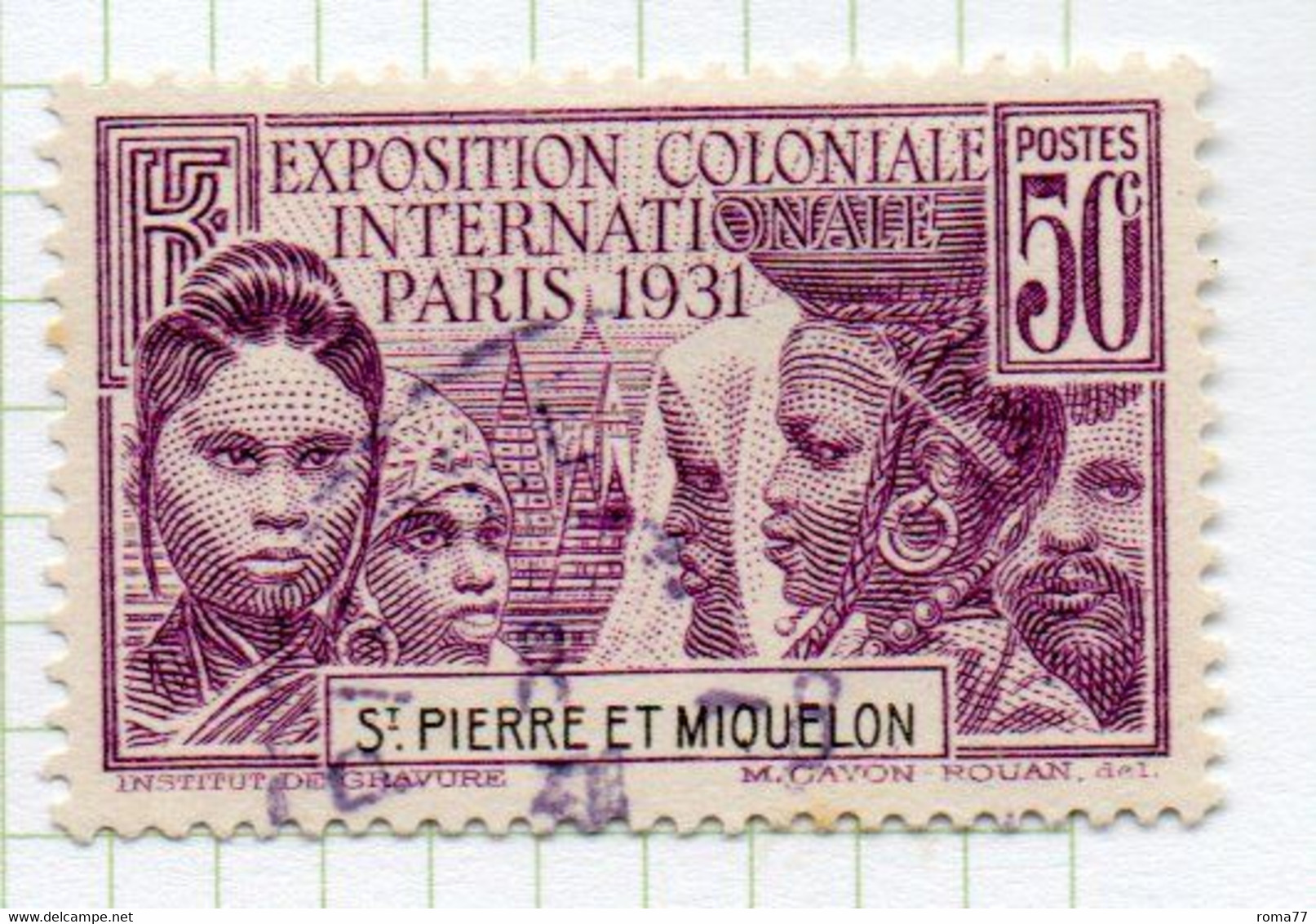 37CRT264 - ST PIERRE ET MIQUELON 1931 ,  Yvert N. 133 Usato. - Used Stamps