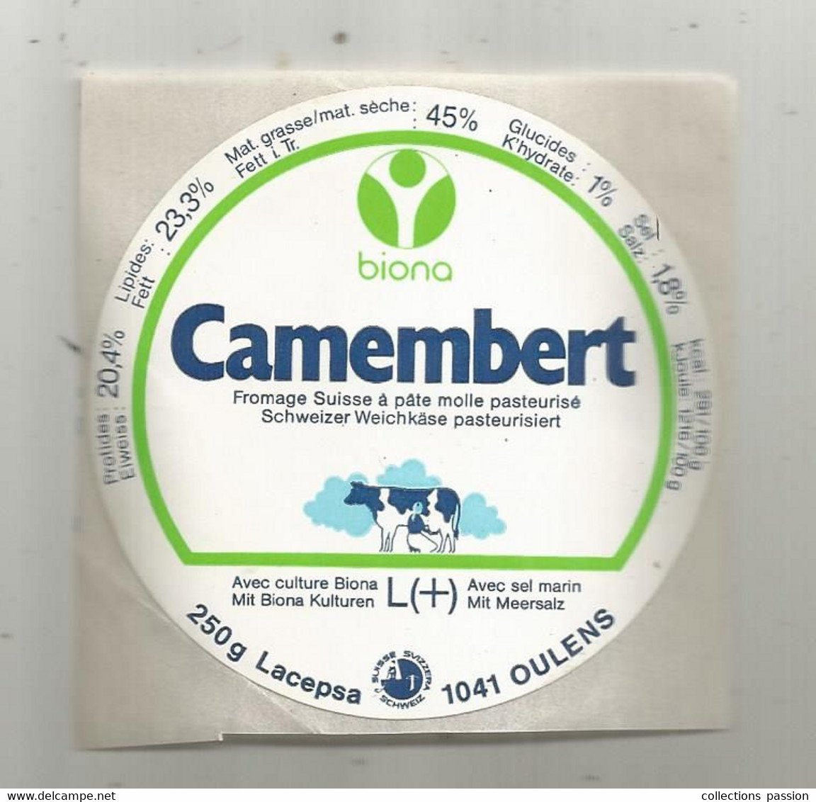 Autocollant,  Camembert , Fromage Suisse , 1041 OULENS - Pegatinas