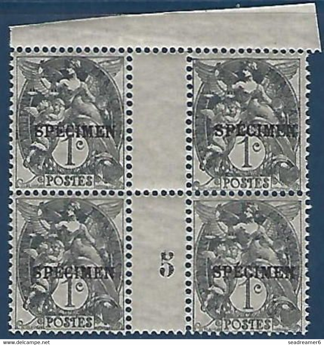 France Cours D'instruction Type Blanc Bloc De 4 Millésimé 5 N°107a CI-3** Surcharge Specimen Superbe Signé Calves - 1900-29 Blanc