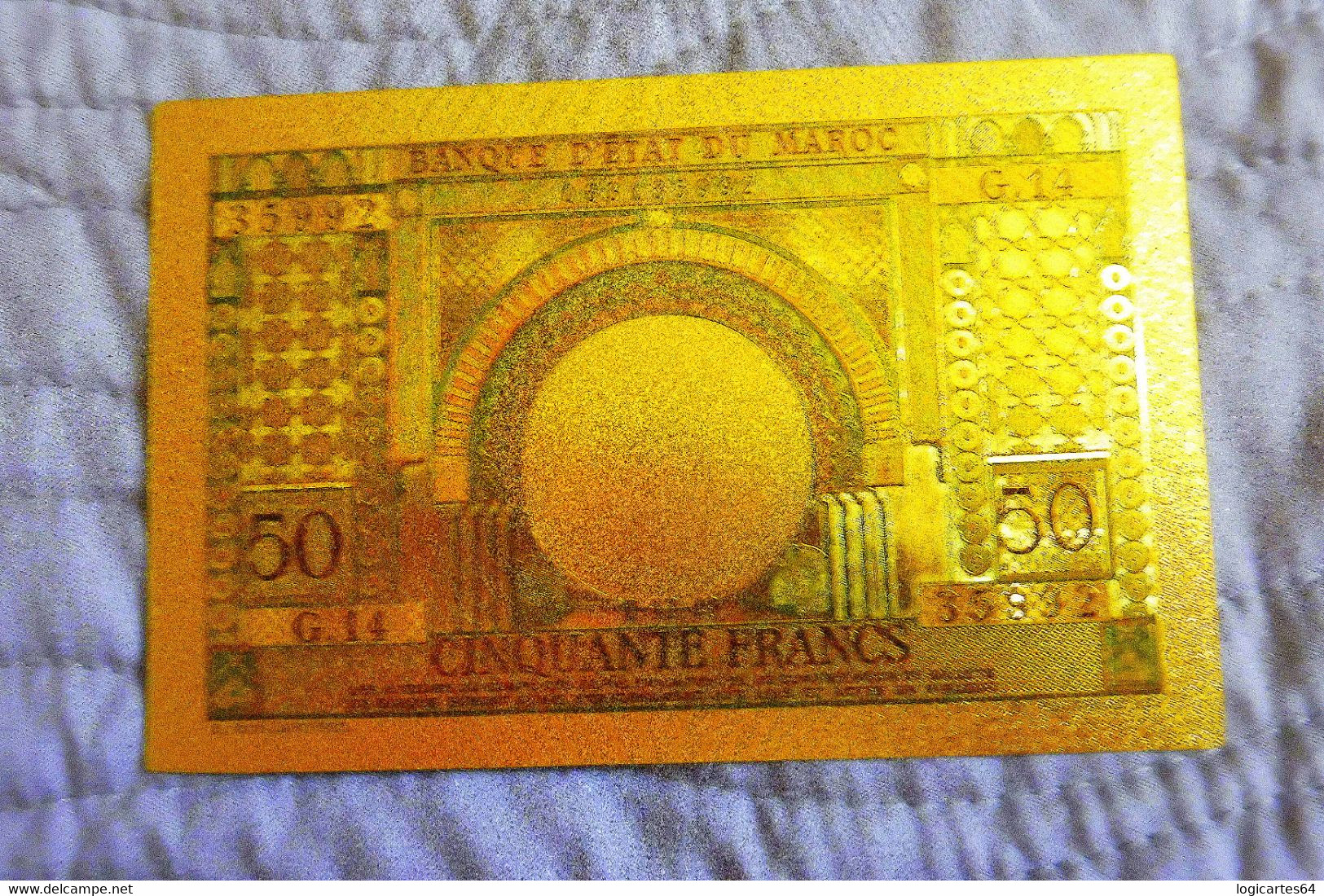 ★ MAROC : BILLET POLYMER " OR " AVEC COULEURS DU 50 FRANCS ANNEES 1950 ★ - Marokko