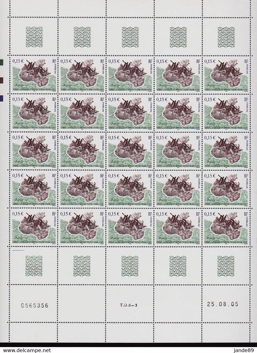 TAAF - Feuille Entière De 25 Timbres Neufs** - N° 435 - Daté Du 25/08/2005 - Qualité Poste - Unused Stamps