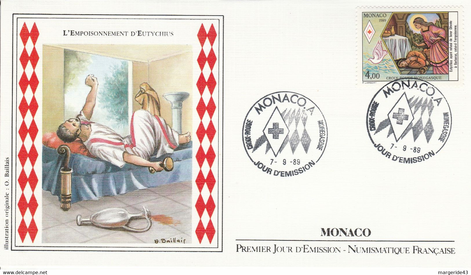 MONACO FDC 1989 CROIX ROUGE SAINTE DEVOTE - FDC