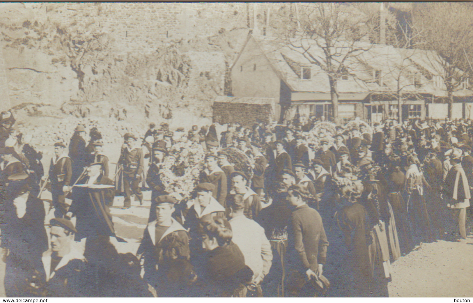 Granville Carte Photo  Enterrement Quartier Maitre Fontaine  Défilé Rue Des Juifs Ancienne Maison Disparue Jardin Potel - Granville