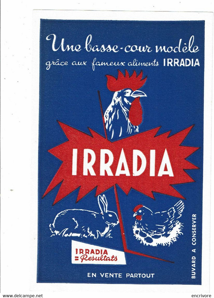 Buvard IRRADIA Basse Cour Modèle Aliments Irradia Lapin Coq Poule - Landbouw