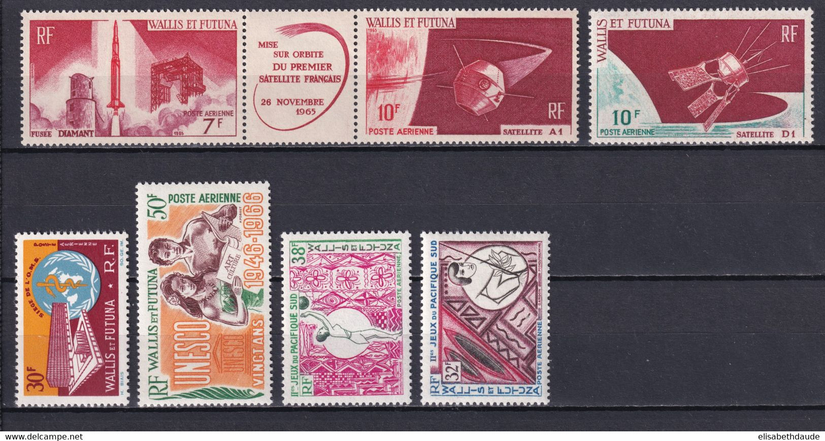 WALLIS ET FUTUNA - ANNEE COMPLETE 1966 - POSTE AERIENNE YVERT N°24/30 ** MNH - COTE = 37 EUR - Années Complètes