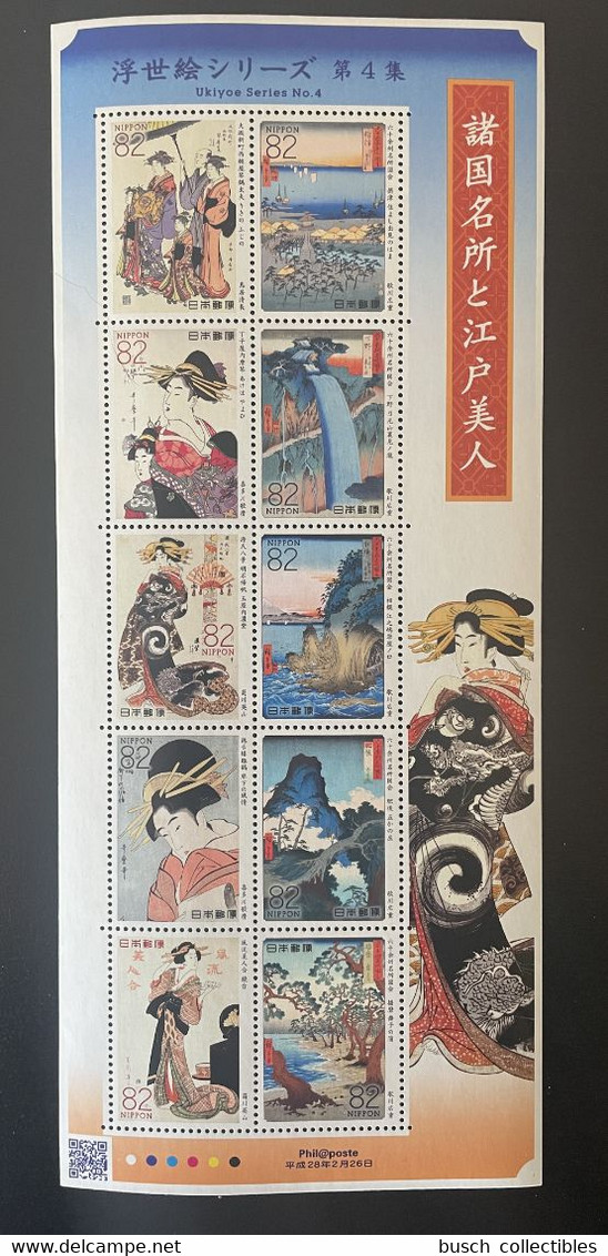 Japon Japan 2016 Ukiyoe Series No.4 Sheetlet 10 Stamps MNH** - Neufs
