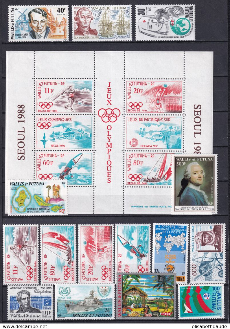 WALLIS - ANNEE 1988 AVEC POSTE AERIENNE COMPLETE ! ** MNH- COTE = 80.15 EUR. - Komplette Jahrgänge