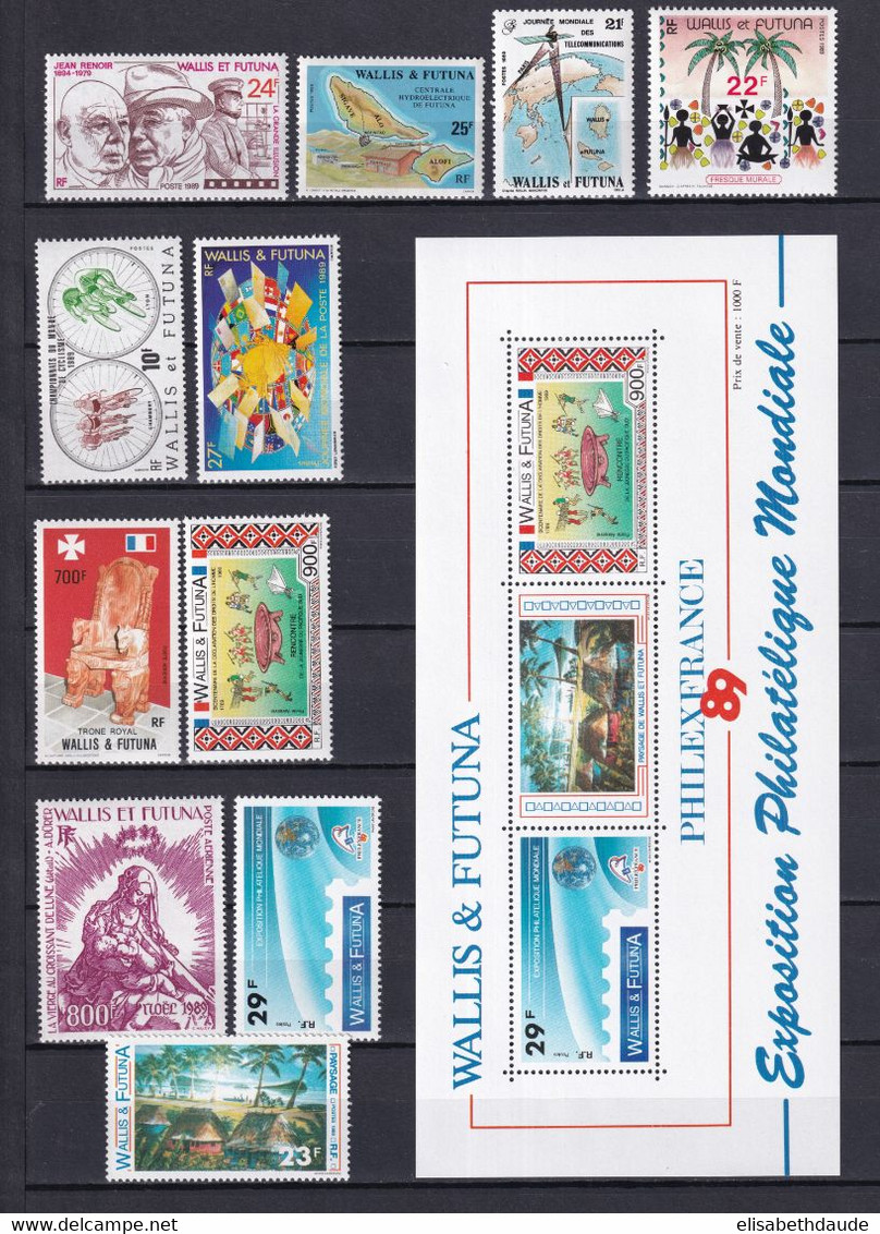 WALLIS - ANNEE 1989 AVEC POSTE AERIENNE COMPLETE + BLOC ! ** MNH- COTE = 105 EUR. - Años Completos