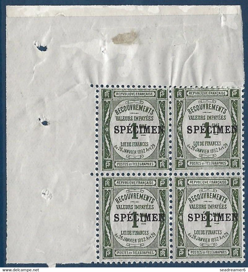 FRANCE Cours D'instructions N°43 CI 2 Type Recouvrements Spécimen Bloc De 4 CDFeuille Fraicheur Postale Signé Calves - Specimen