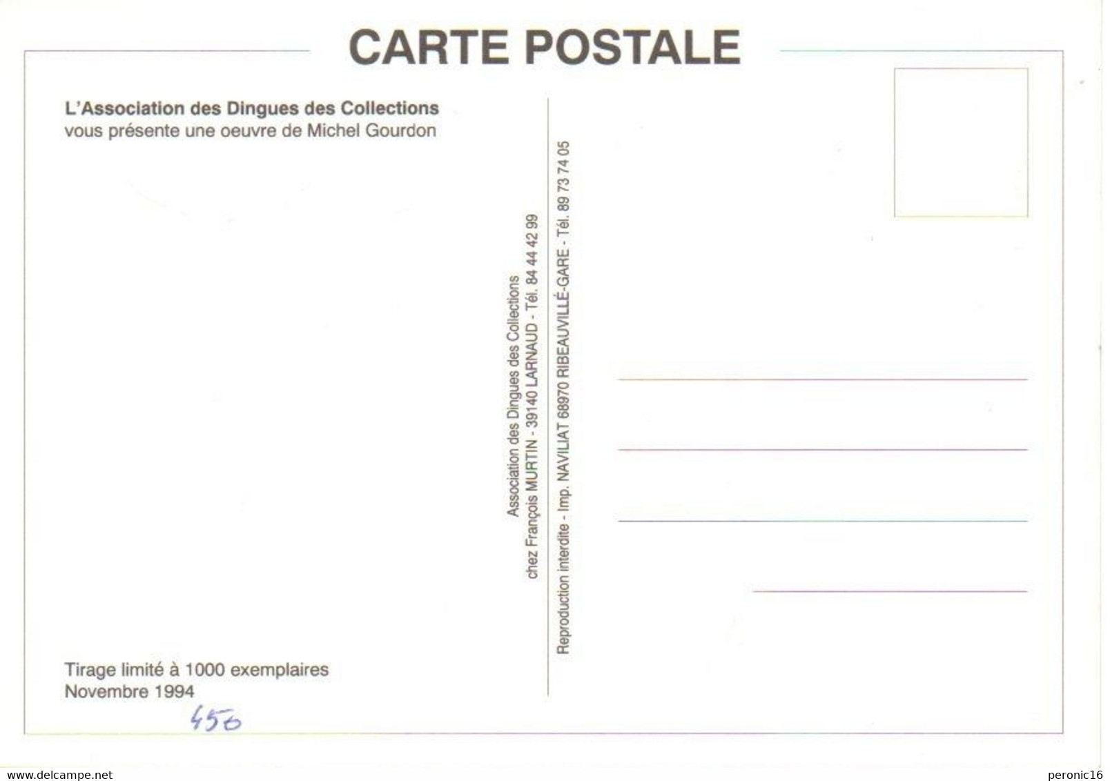 Michel GOURDON :  Oeuvre De M.G. Novembre 1994 , Tirage Limité à 1000 Ex , N° 450 - Gourdon