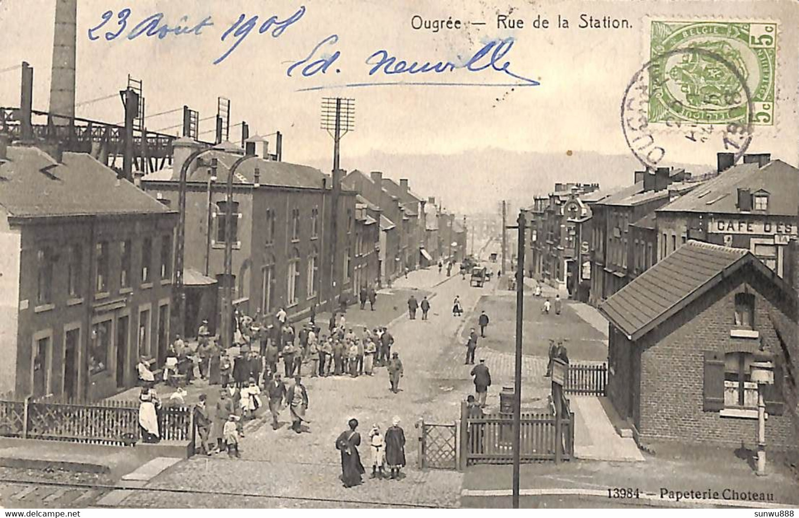 Ougrée - Rue De La Station (1908 Animée Papeterie Choteau) - Seraing