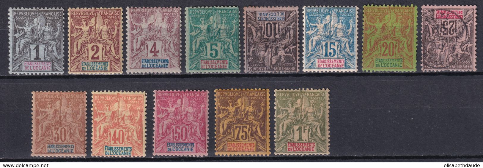 OCEANIE - YT 1/13 * CHARNIERE CORRECTE (5 ET 8 OBLITERES) - COTE = 342.5 EUR. - Unused Stamps