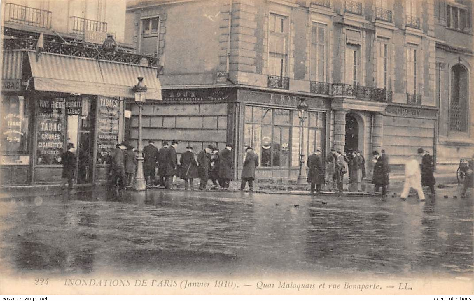 Paris     75006     Inondations 1910  . Quai Malaquais Et Rue Bonaparte  (voir Scan) - Überschwemmung 1910