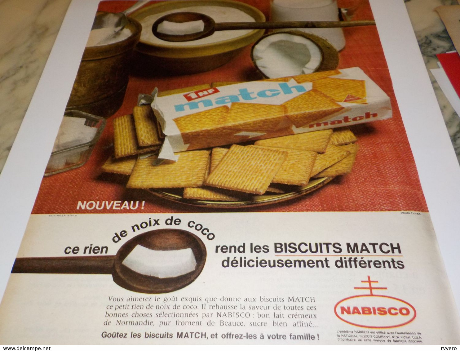 ANCIENNE  PUBLICITE NOIX DE COCO BISCUIT  MATCH DE NABISCO 1962 - Poster & Plakate