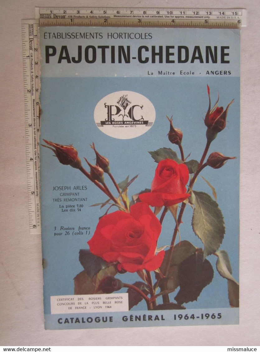 Catalogue Fleurs Pajotin Chédane Angers Rose Rosiers - Publicités