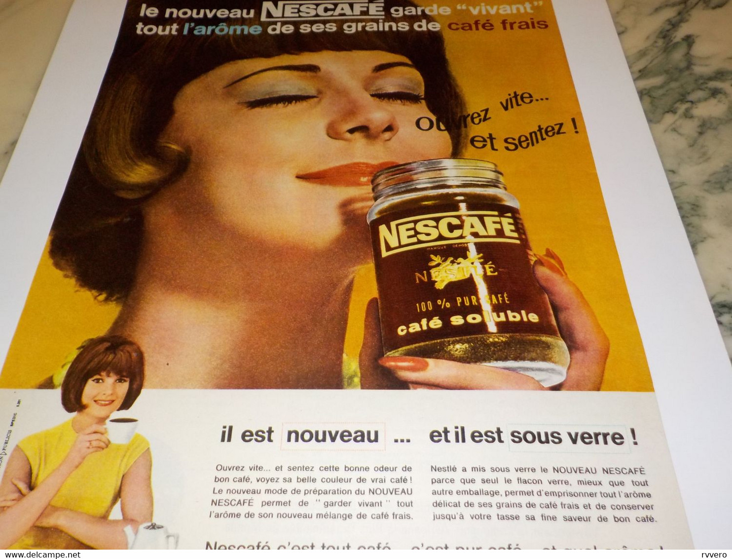 ANCIENNE PUBLICITE OUVREZ SENTEZ CAFE NESCAFE SOLUBLE  1962 - Posters