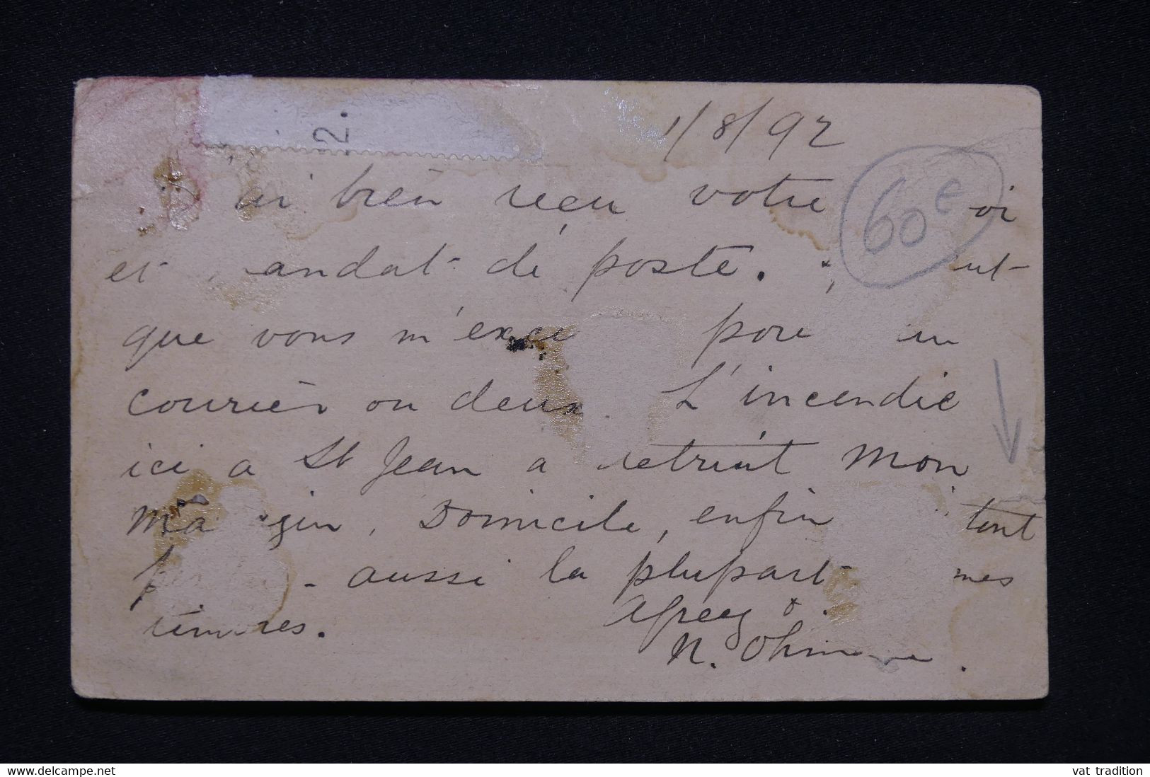 CANADA / TERRE NEUVE - Entier Postal + Complément De St John's Pour La France En 1892 ( Après L 'Incendie ) - L 96695 - Enteros Postales
