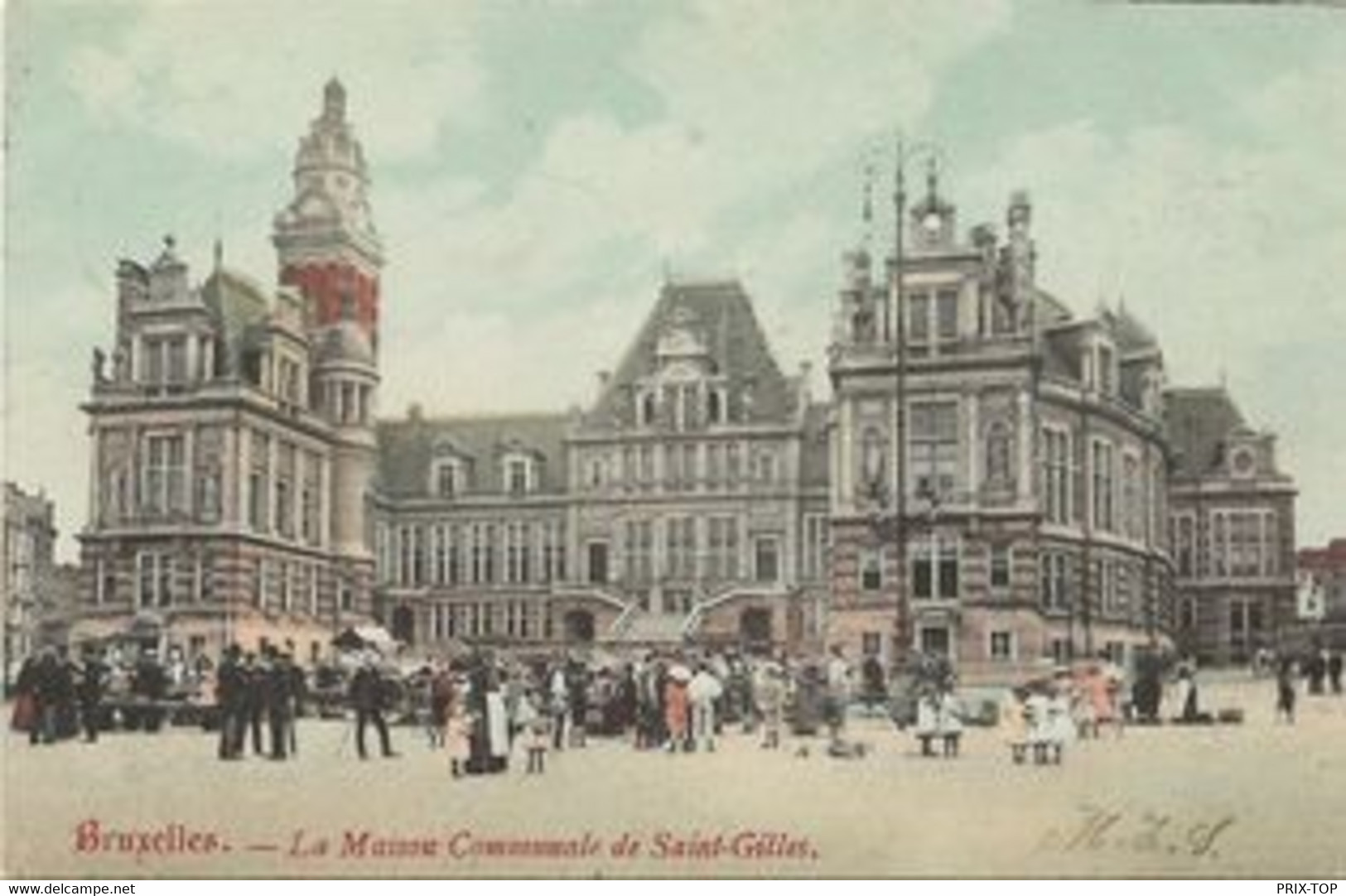 REF4148/ CP-PK Saint Gilles - Bruxelles La Maison Communale Echoppes Animée Enfants MINT - St-Gilles - St-Gillis