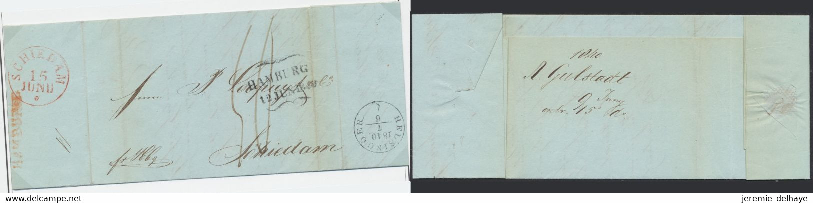 Précurseur - L. Datée De Helsingøer (Danemark 7/6/1840) Via Hambourg (double Marque) > Schiedam (Hollande) - ...-1851 Prephilately