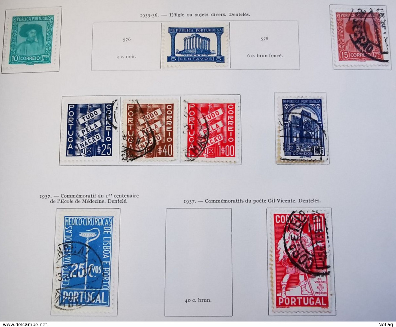 Portugal - 1935-37 - Lot De 9 Timbres - Y&T N°577-579-580-581-582-583-584-585 Et N°587 - Oblitérés Et Neufs - Altri & Non Classificati