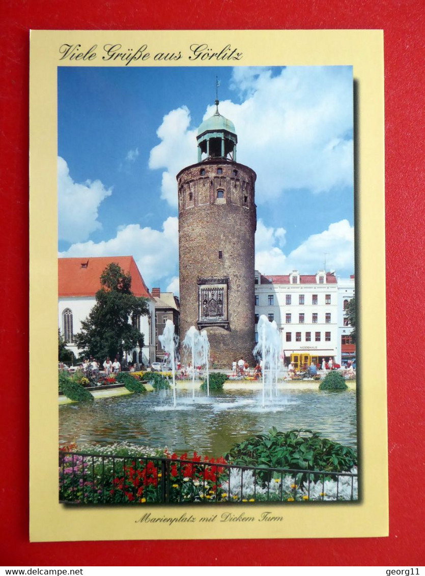 Görlitz - Marienplatz - Dicker Turm - Springbrunnen - Sachsen - Goerlitz