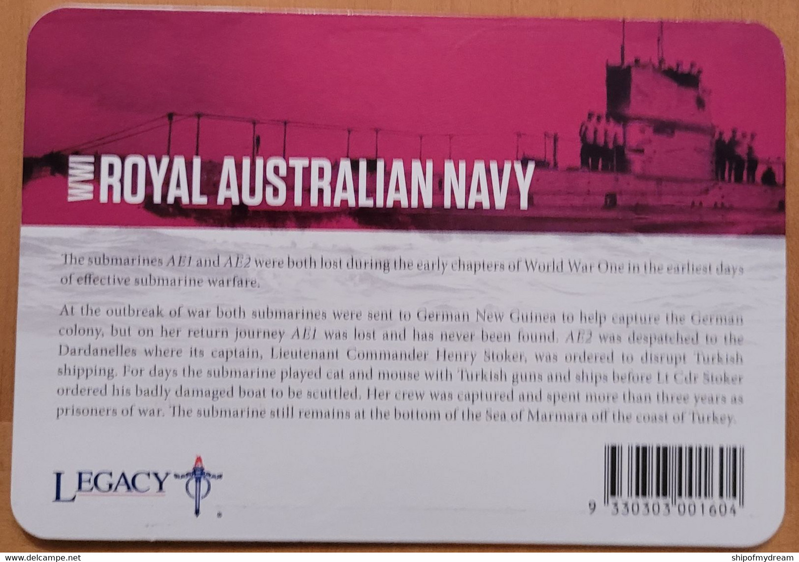 Australia 20 сent 2015. Royal Australian Navy - Submarine. Original Coincard. - 20 Cents