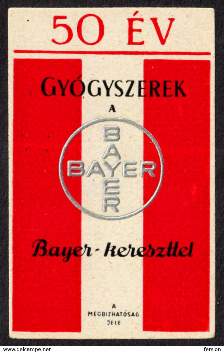 Hungary 1930's Germany BAYER Pharmacy Medicine Drug Medicament 50 Years Anniv. LABEL CINDERELLA VIGNETTE - No Gum - Pharmacy